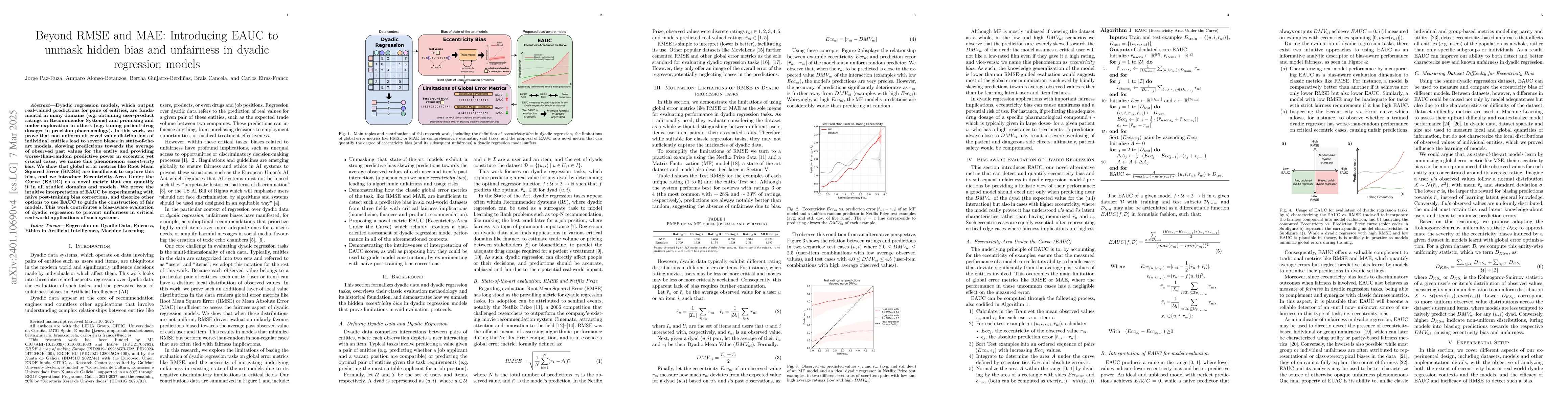 Thumbnail for Beyond RMSE and MAE: Introducing EAUC to unmask hidden bias and
  unfairness in dyadic regression models