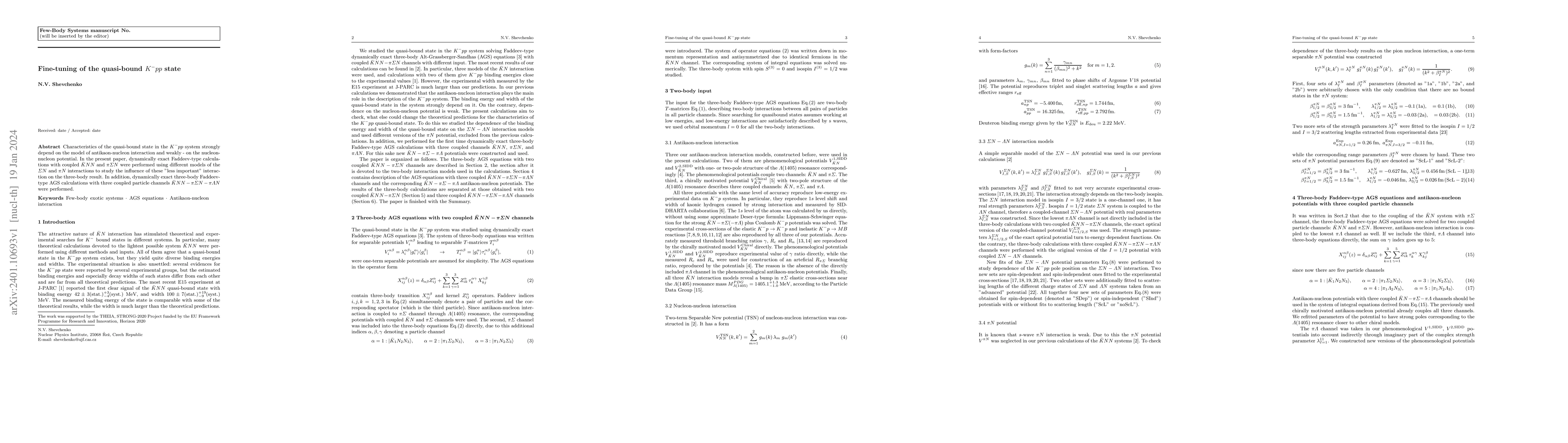 Thumbnail for Fine-tuning of the quasi-bound $K^- pp$ state