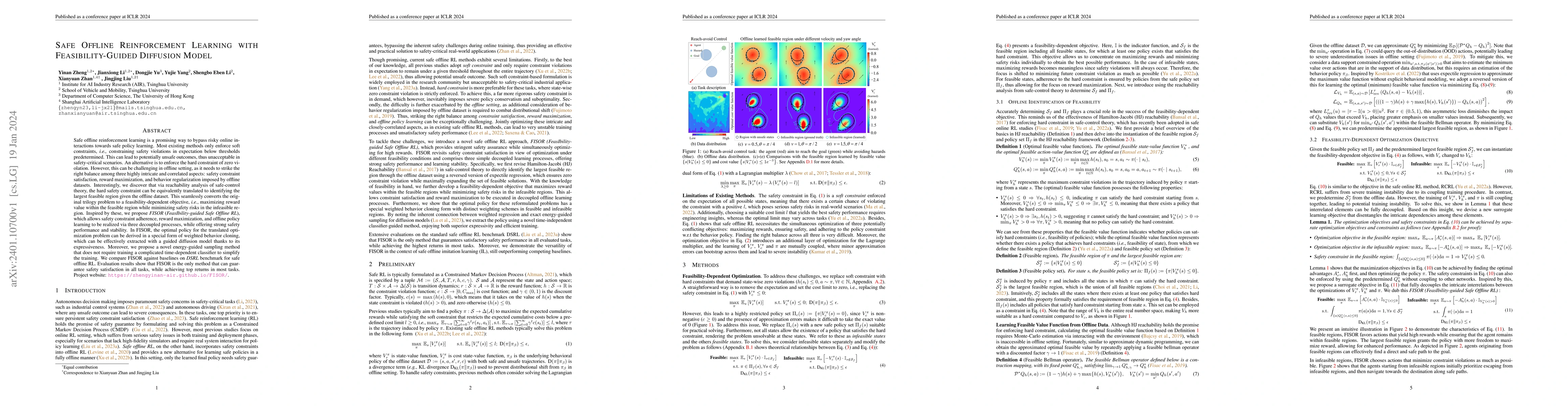 Thumbnail for Safe Offline Reinforcement Learning with Feasibility-Guided Diffusion
  Model