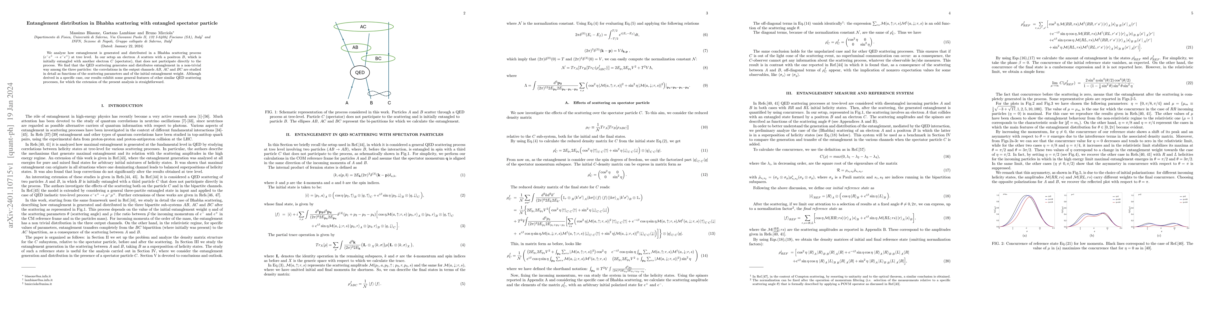 Thumbnail for Entanglement distribution in Bhabha scattering with entangled spectator
  particle