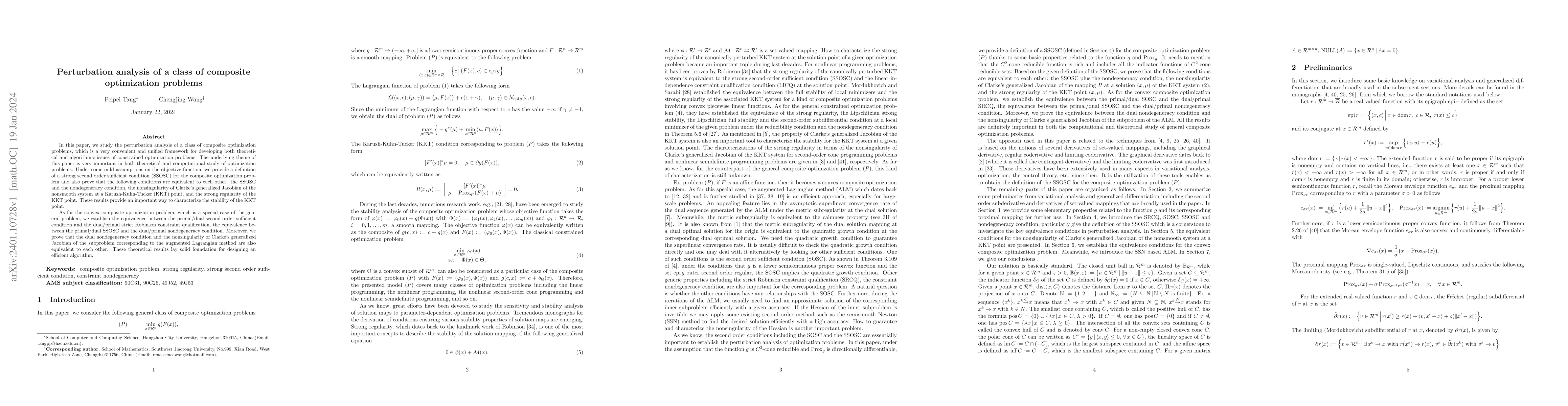 Thumbnail for Perturbation analysis of a class of composite optimization problems