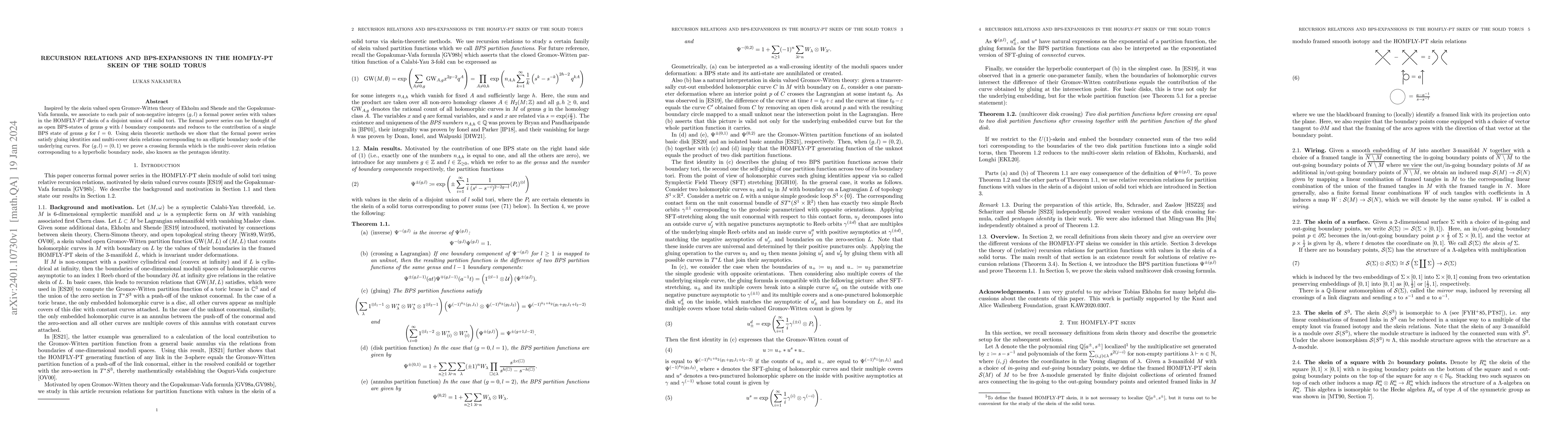 Thumbnail for Recursion relations and BPS-expansions in the HOMFLY-PT skein of the
  solid torus
