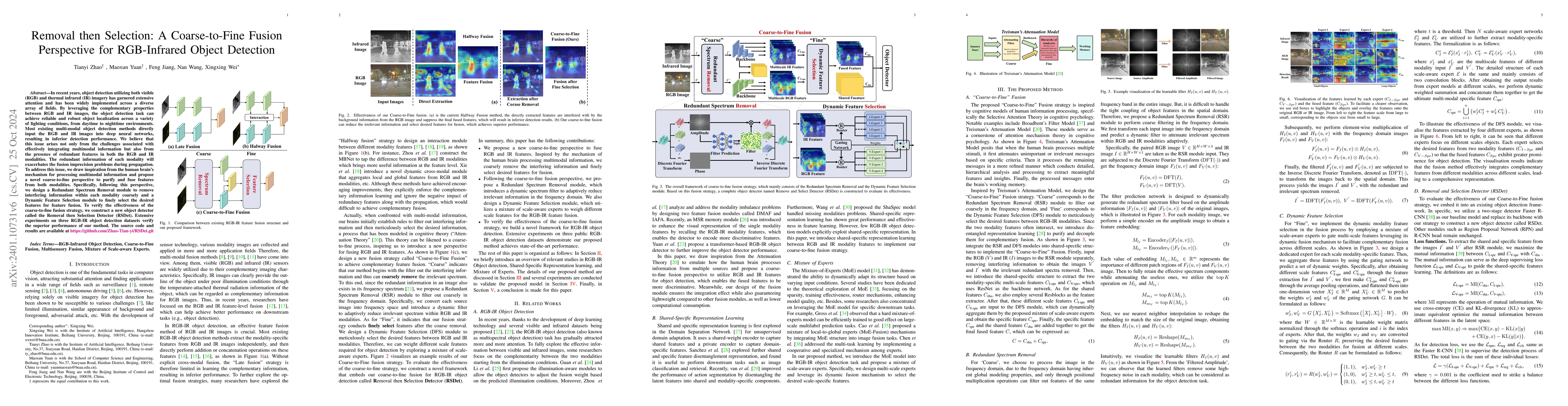 Thumbnail for Removal and Selection: Improving RGB-Infrared Object Detection via
  Coarse-to-Fine Fusion