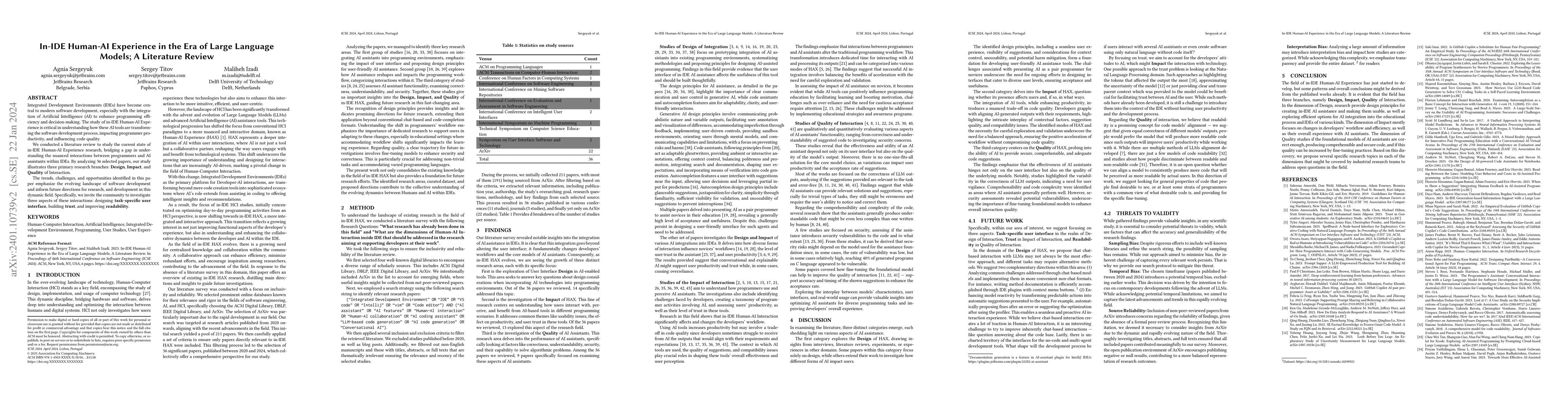 Thumbnail for In-IDE Human-AI Experience in the Era of Large Language Models; A
  Literature Review