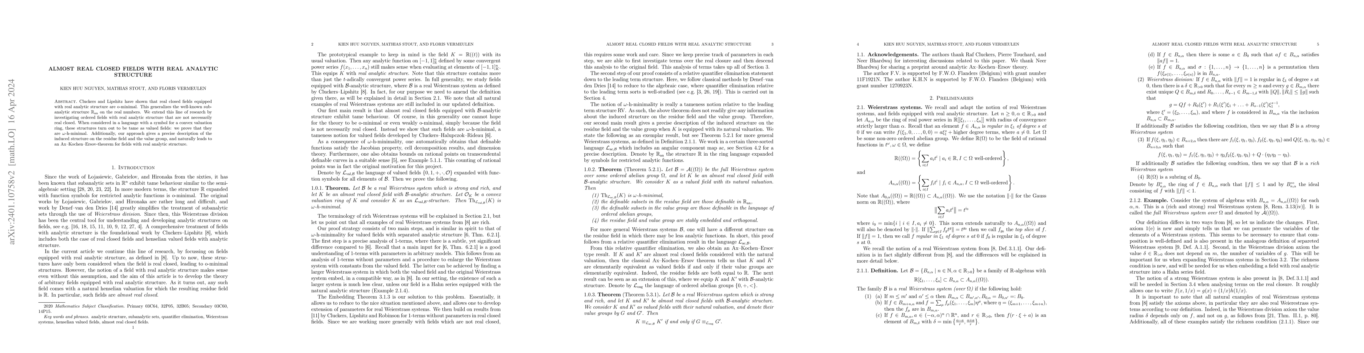 Thumbnail for Almost real closed fields with real analytic structure
