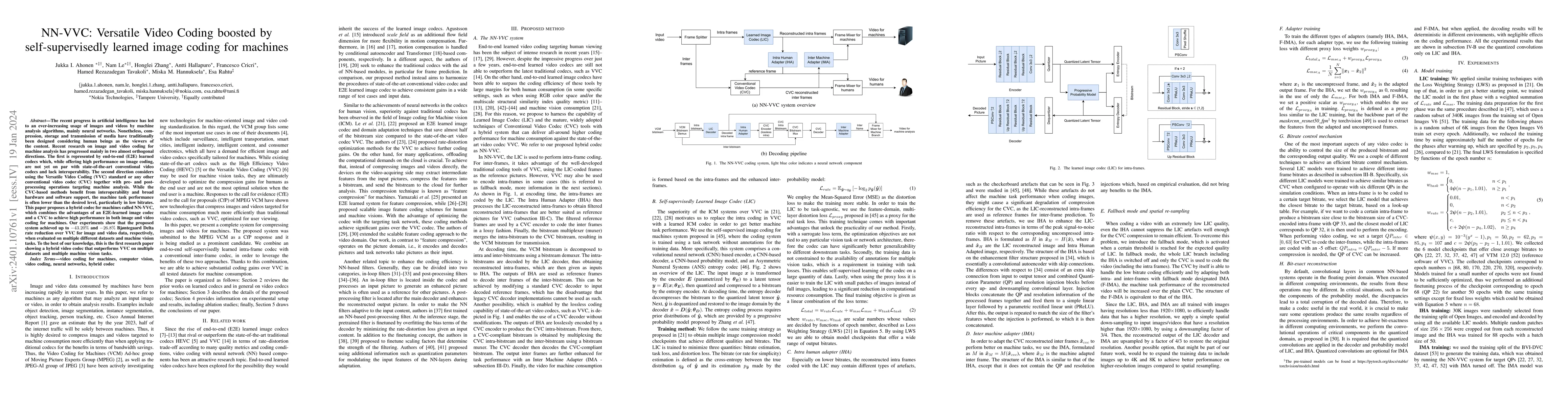 Thumbnail for NN-VVC: Versatile Video Coding boosted by self-supervisedly learned
  image coding for machines