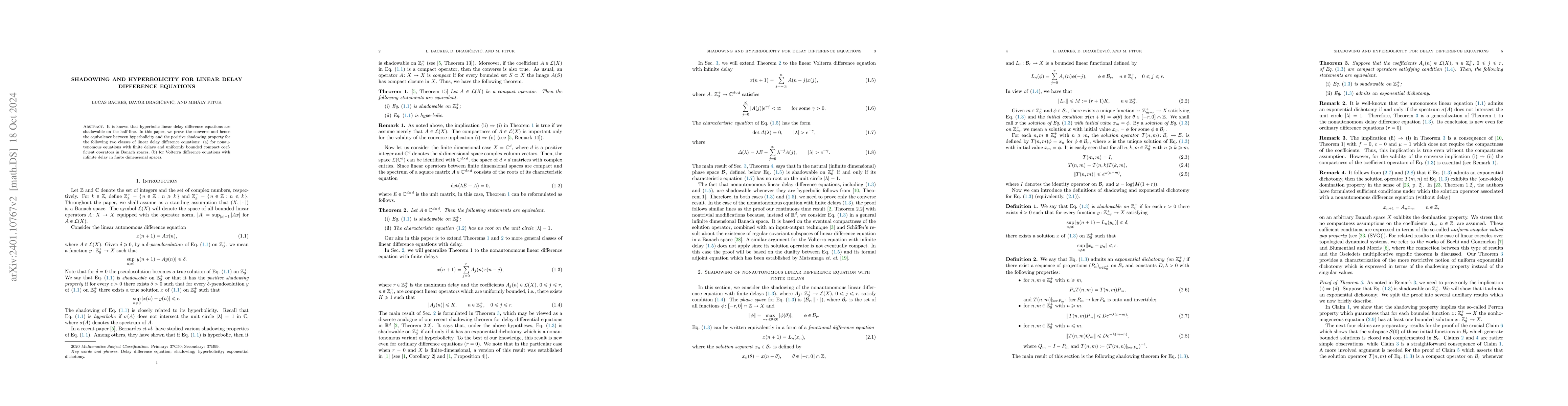 Thumbnail for Shadowing and hyperbolicity for linear delay difference equations