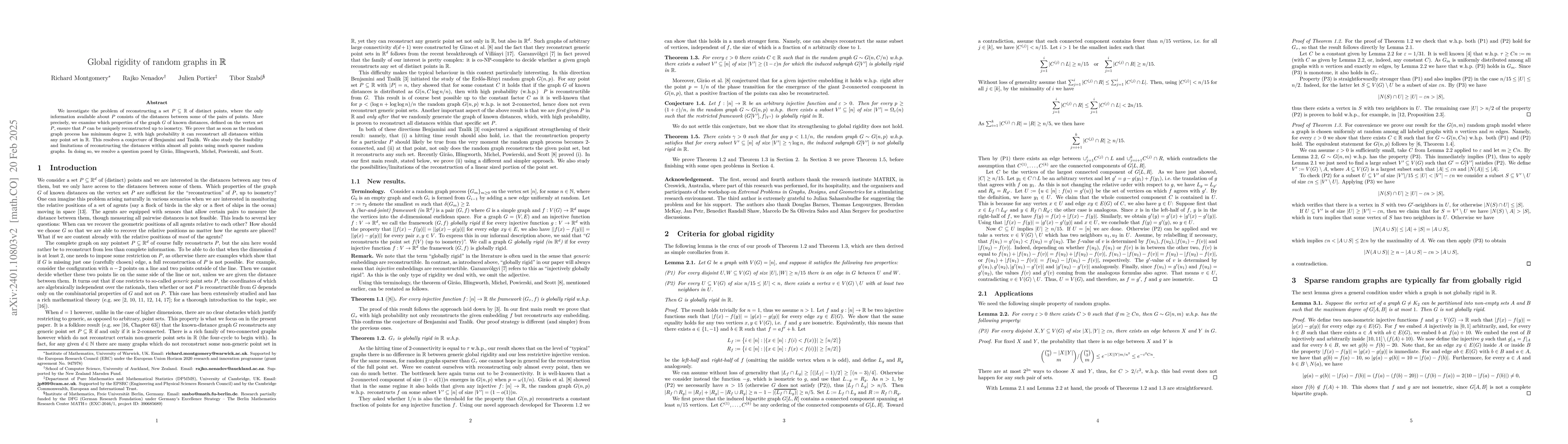 Thumbnail for Global rigidity of random graphs in $\mathbb{R}$