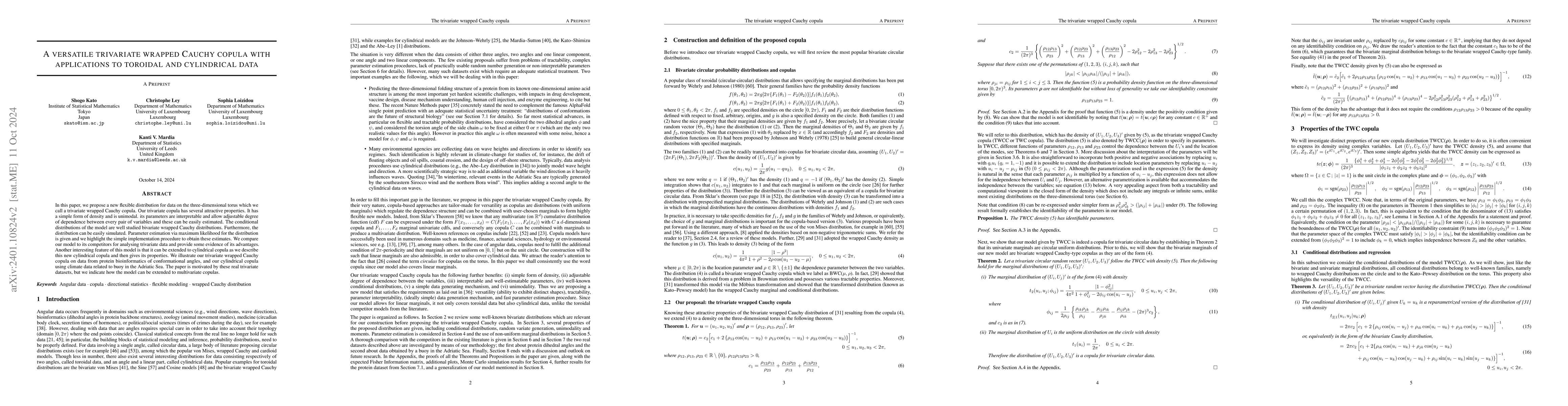 Thumbnail for The trivariate wrapped Cauchy copula -- a multi-purpose model for
  angular data
