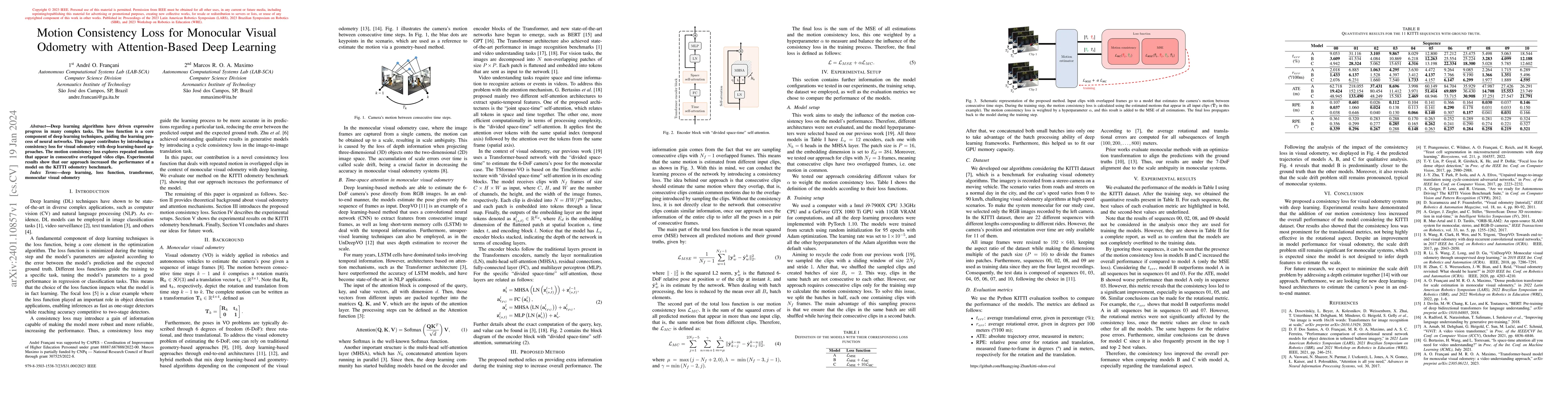 Thumbnail for Motion Consistency Loss for Monocular Visual Odometry with
  Attention-Based Deep Learning