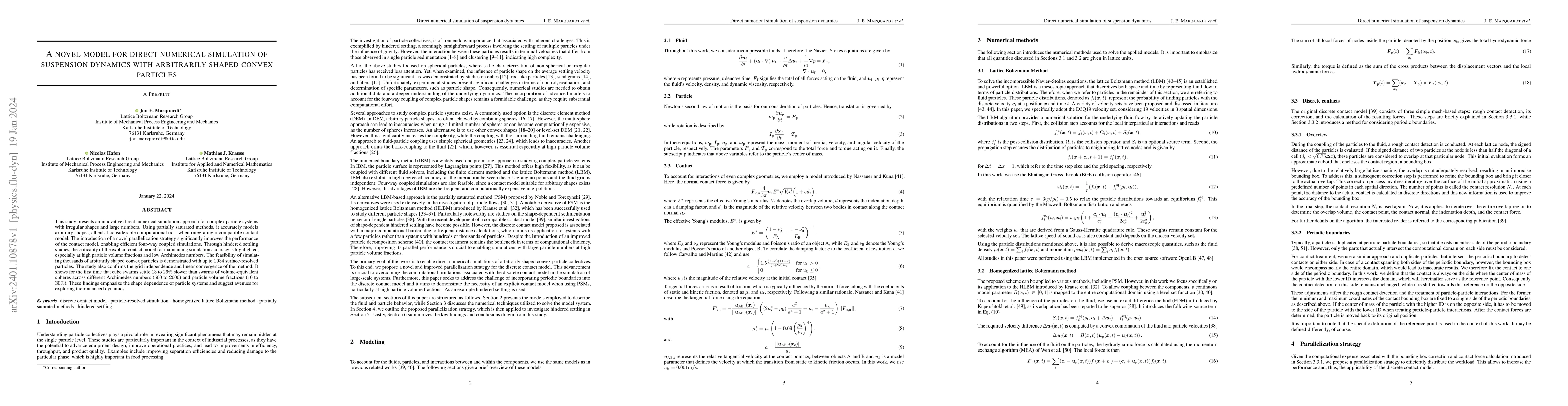 Thumbnail for A novel model for direct numerical simulation of suspension dynamics
  with arbitrarily shaped convex particles