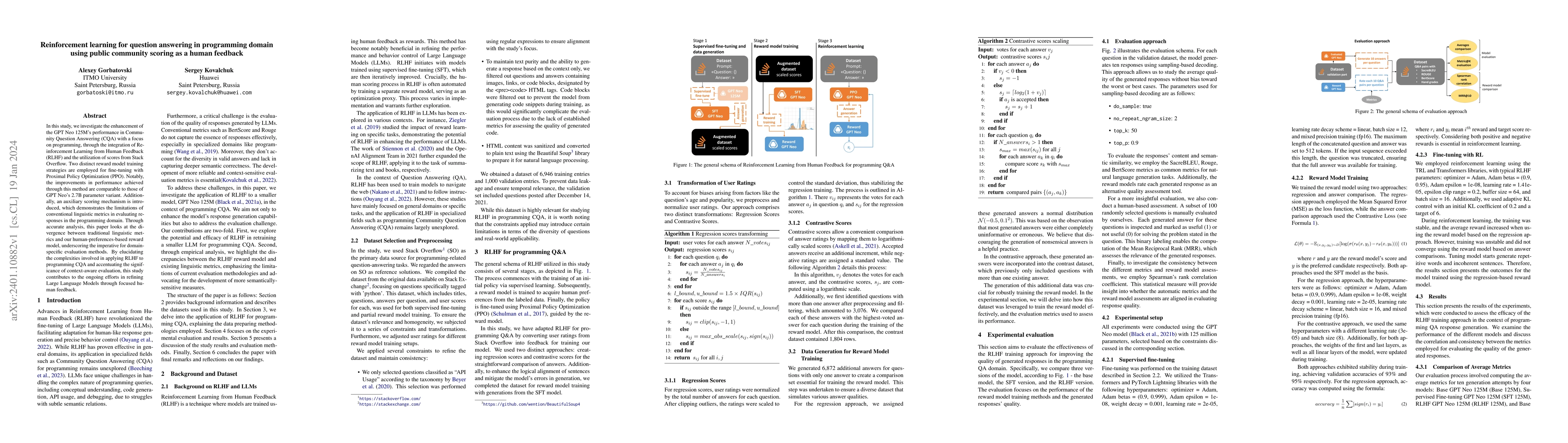 Thumbnail for Reinforcement learning for question answering in programming domain
  using public community scoring as a human feedback