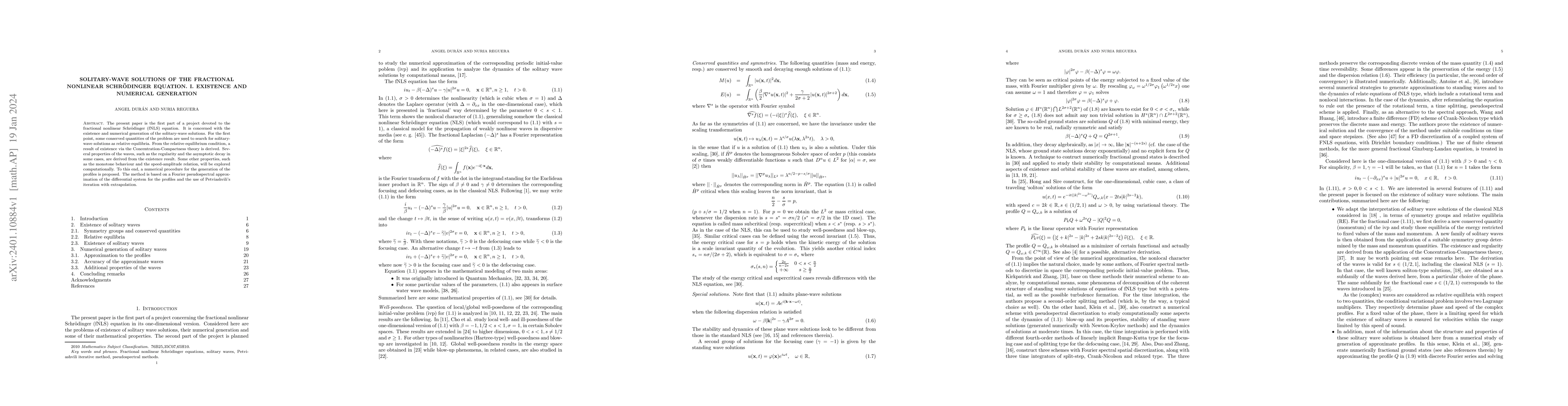 Thumbnail for Solitary-wave solutions of the fractional nonlinear Schr\"{o}dinger
  equation. I. Existence and numerical generation