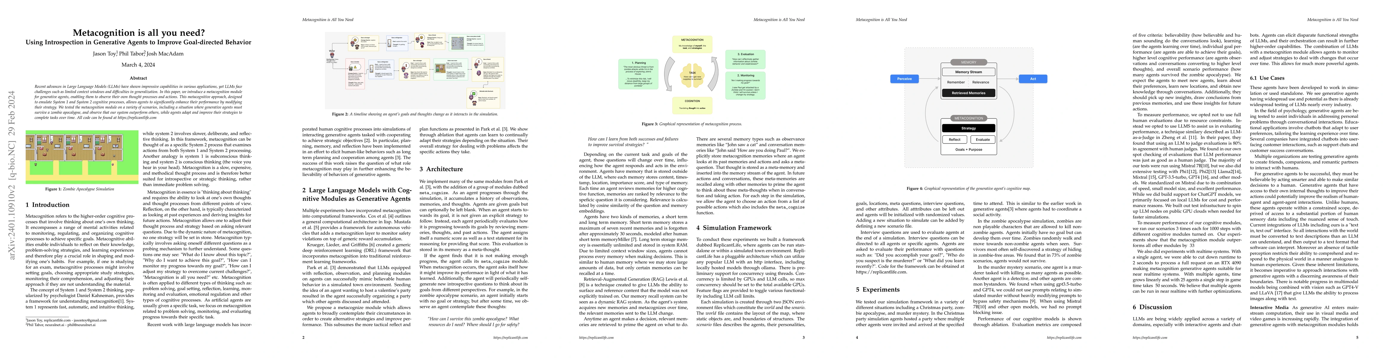 Thumbnail for Metacognition is all you need? Using Introspection in Generative Agents
  to Improve Goal-directed Behavior
