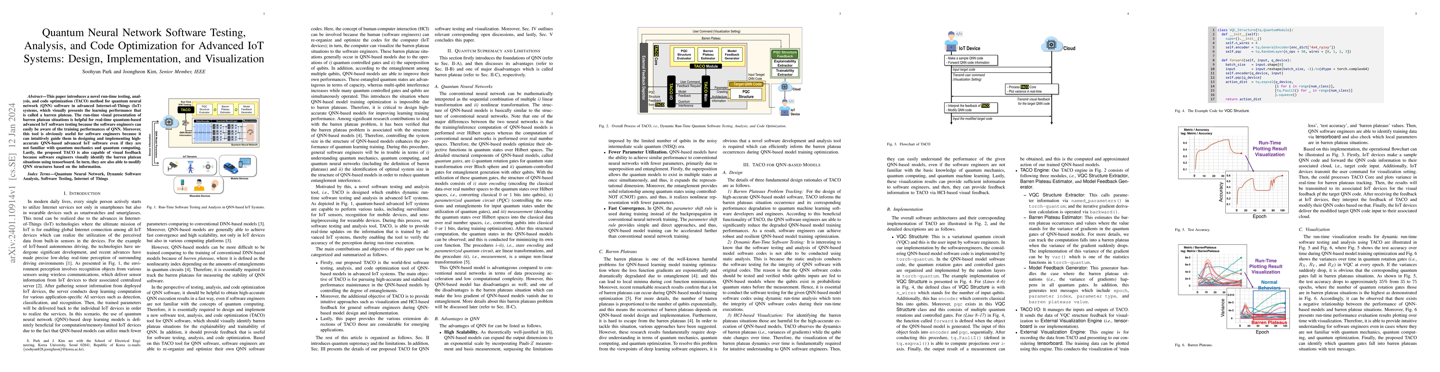 Thumbnail for Quantum Neural Network Software Testing, Analysis, and Code Optimization
  for Advanced IoT Systems: Design, Implementation, and Visualization