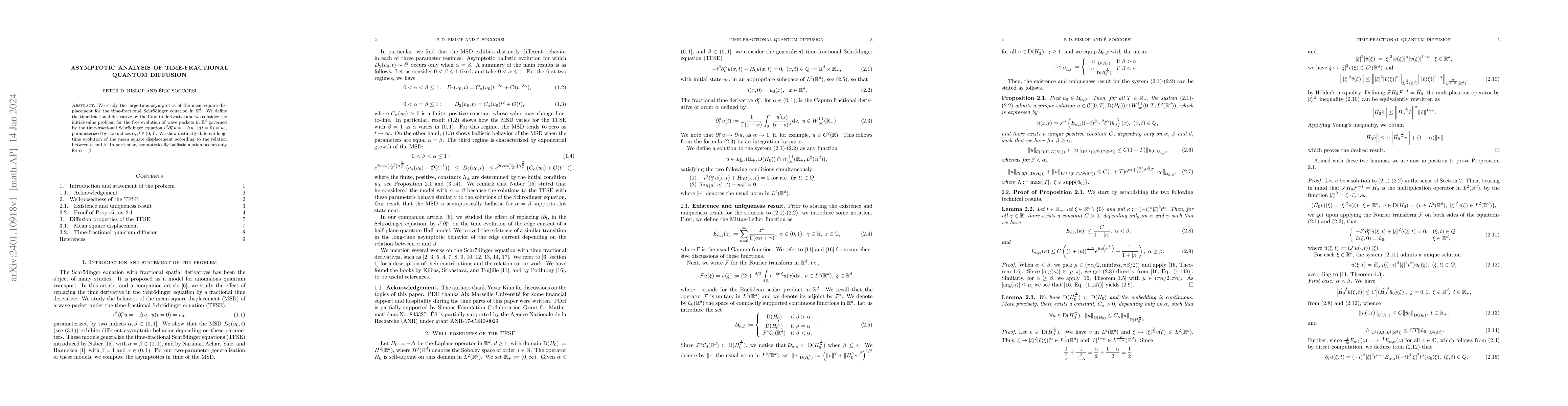 Thumbnail for Asymptotic analysis of time-fractional quantum diffusion
