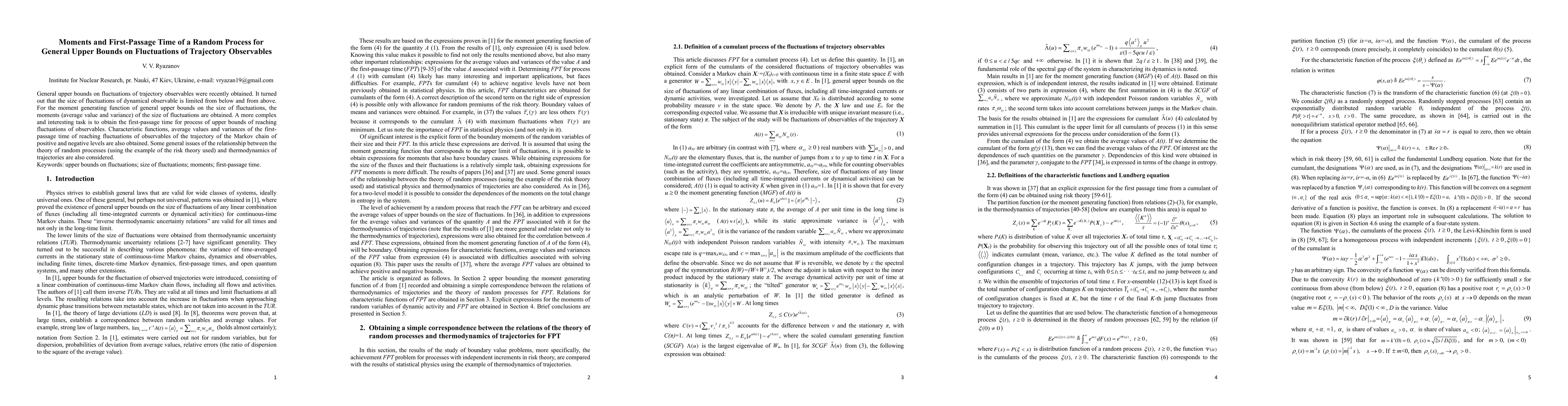 Thumbnail for Moments and First-Passage Time of a Random Process for General Upper
  Bounds on Fluctuations of Trajectory Observables
