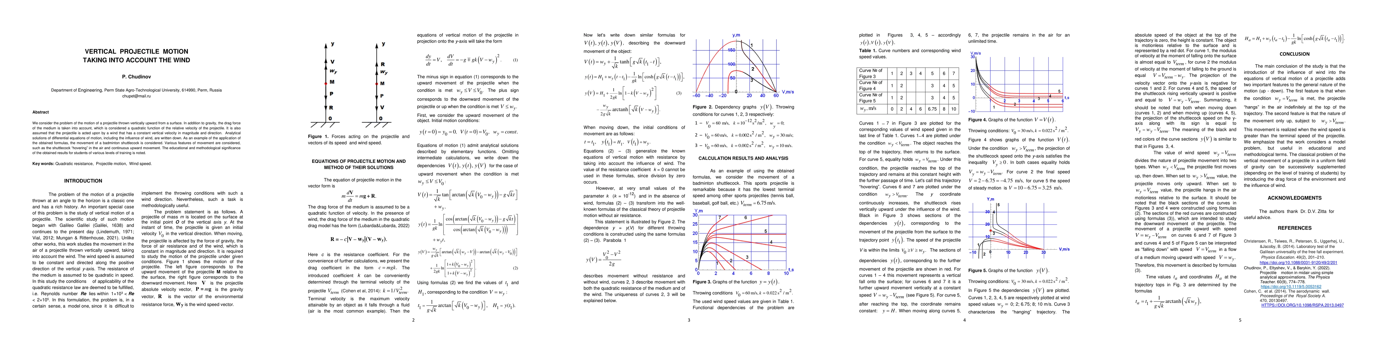 Thumbnail for Vertical projectile motion taking into account the wind