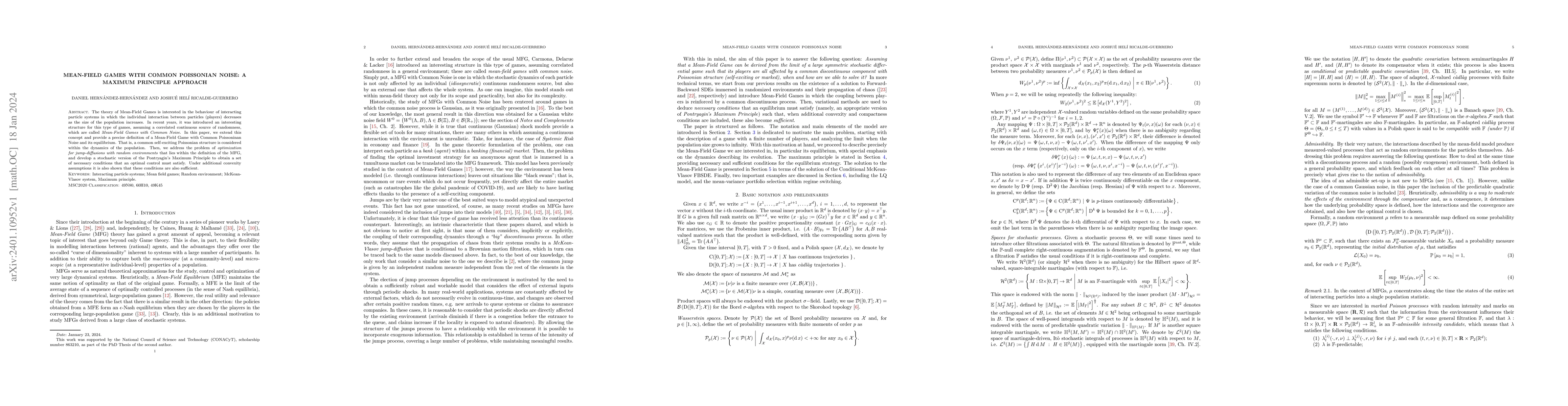 Thumbnail for Mean-Field Games with common Poissonian noise: a Maximum Principle
  approach