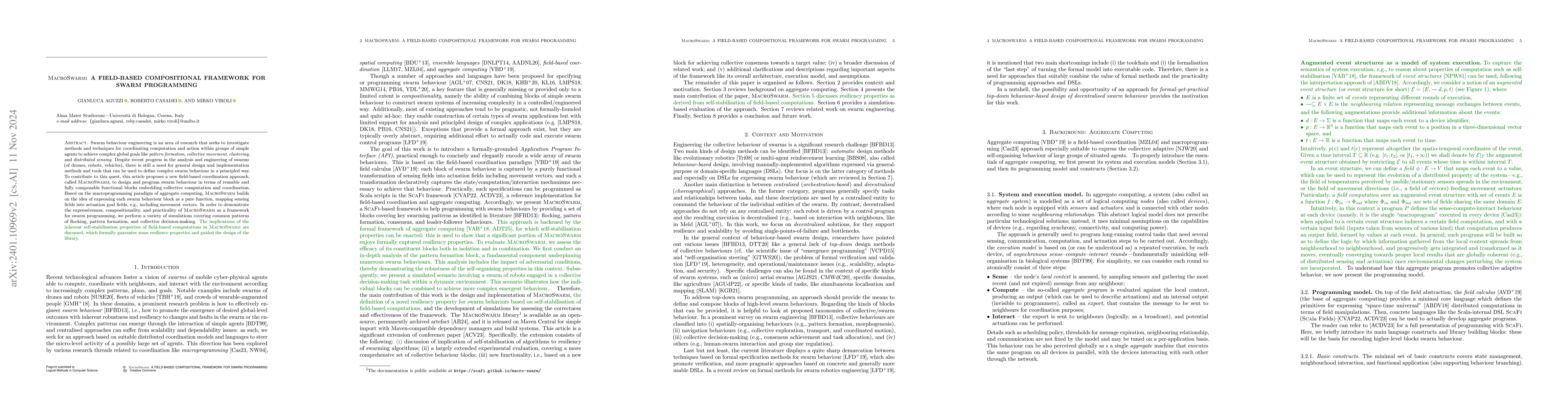 Thumbnail for MacroSwarm: A Field-based Compositional Framework for Swarm Programming