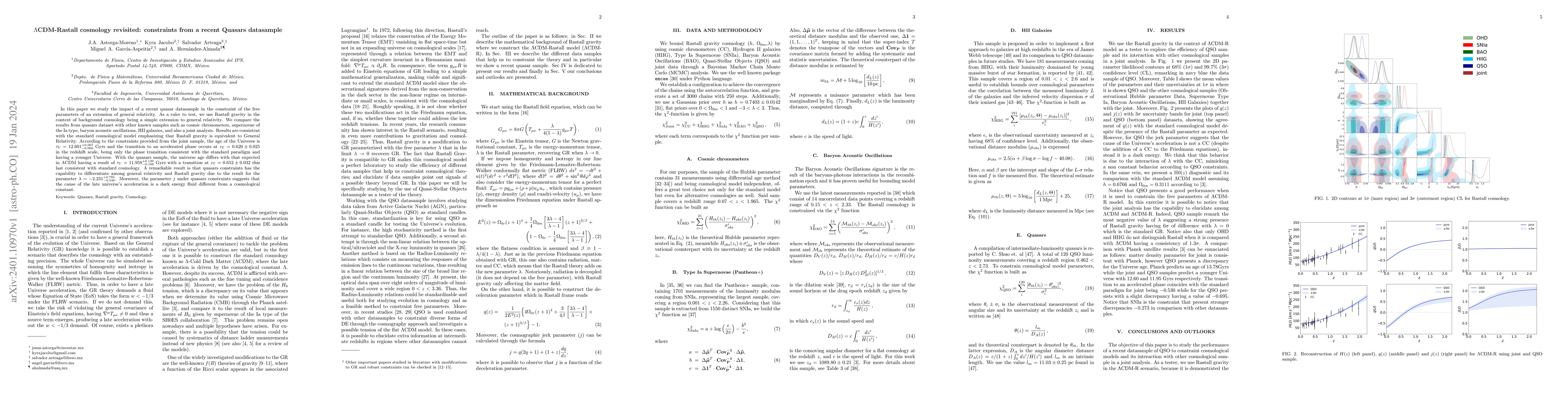 Thumbnail for {\Lambda}CDM-Rastall cosmology revisited: constraints from a recent
  Quasars datasample