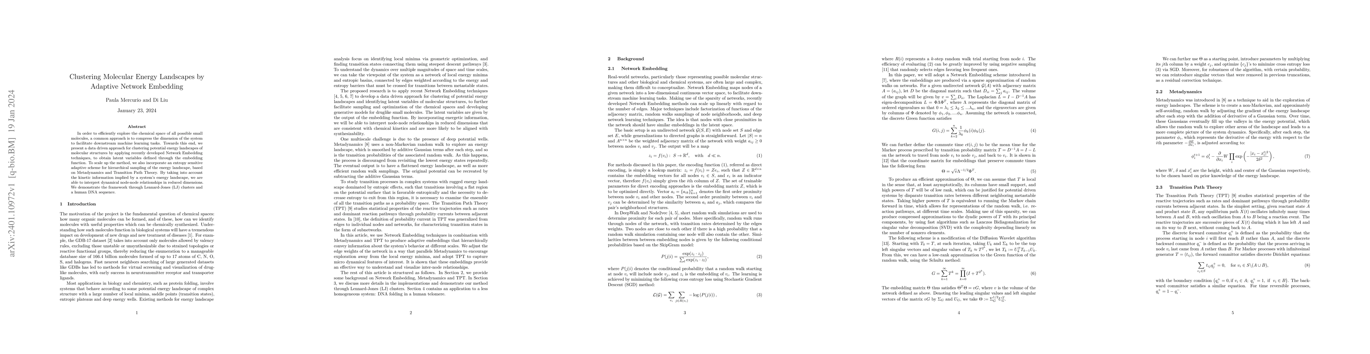Thumbnail for Clustering Molecular Energy Landscapes by Adaptive Network Embedding