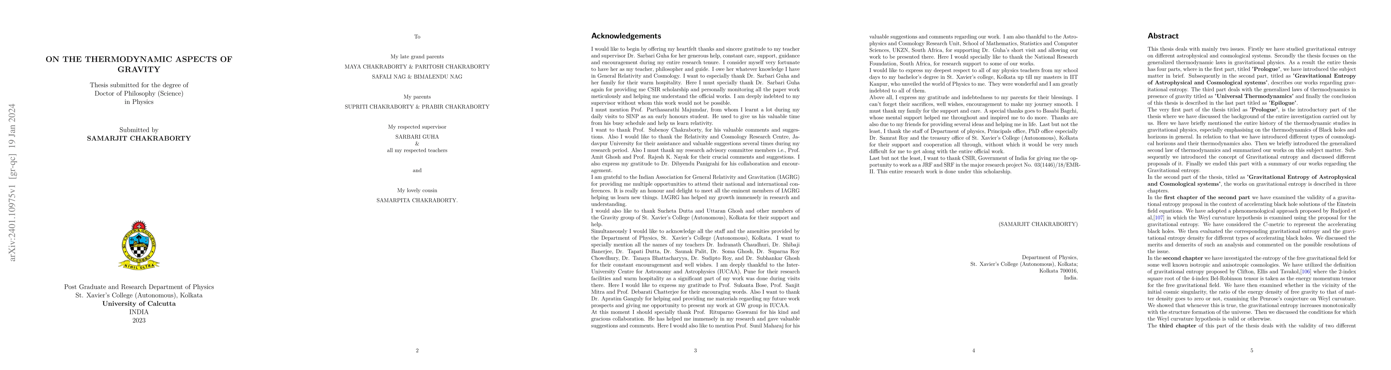 Thumbnail for On the thermodynamic aspects of gravity