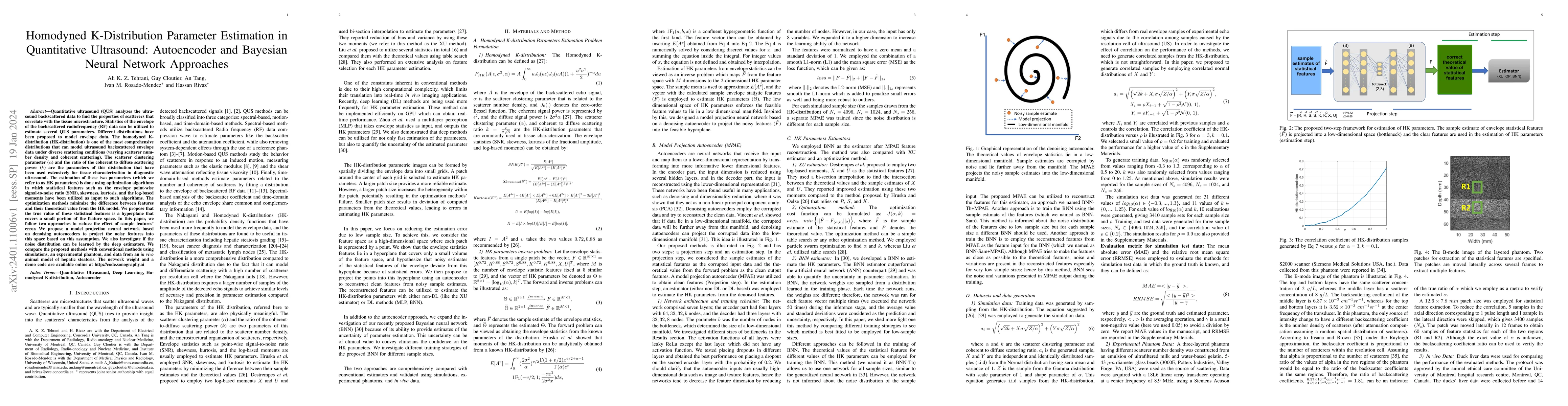 Thumbnail for Homodyned K-Distribution Parameter Estimation in Quantitative
  Ultrasound: Autoencoder and Bayesian Neural Network Approaches