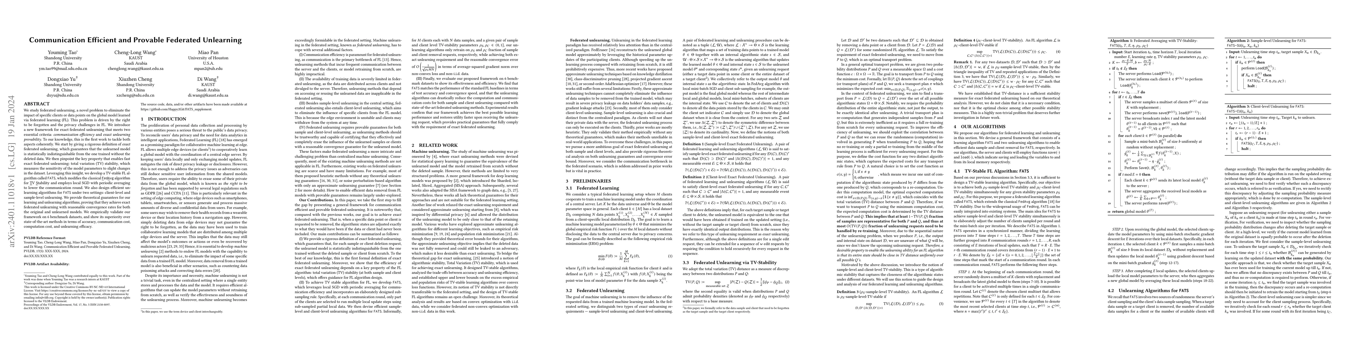 Thumbnail for Communication Efficient and Provable Federated Unlearning