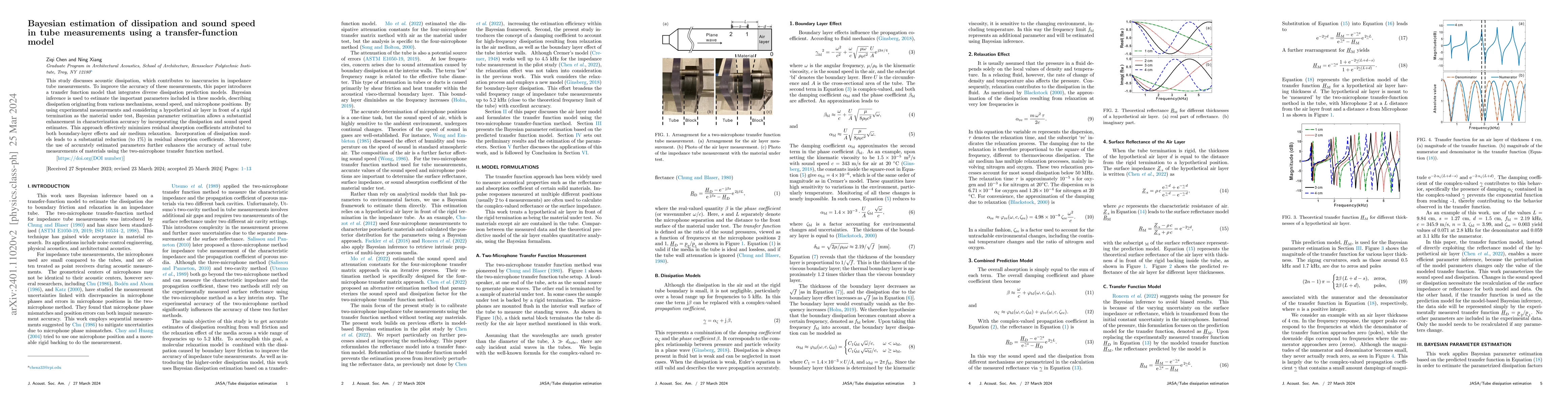 Thumbnail for Bayesian estimation of dissipation and sound speed in tube measurements
  using a transfer-function model