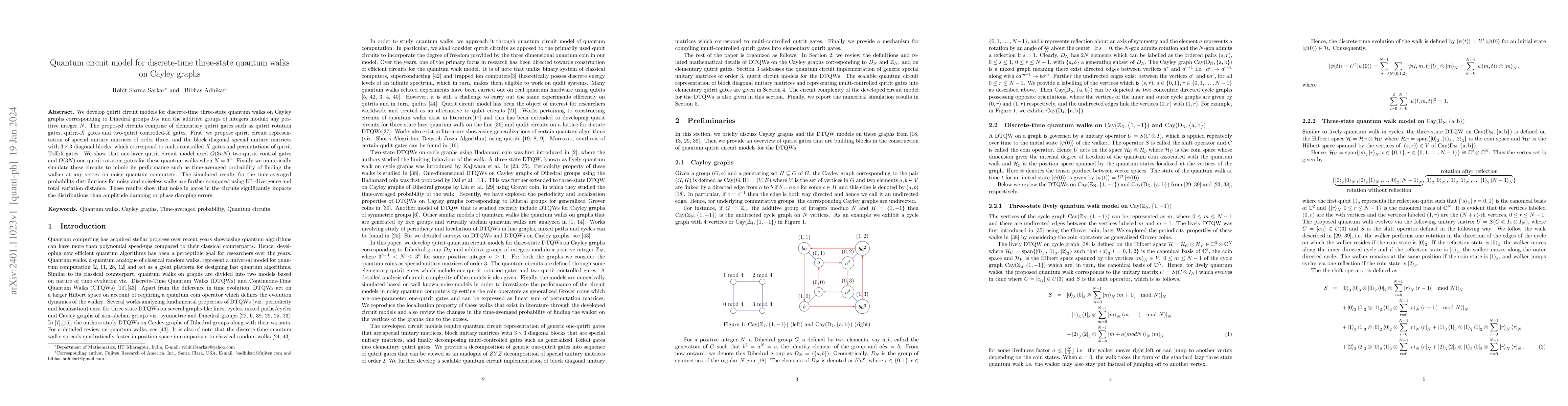 Thumbnail for Quantum circuit model for discrete-time three-state quantum walks on
  Cayley graphs
