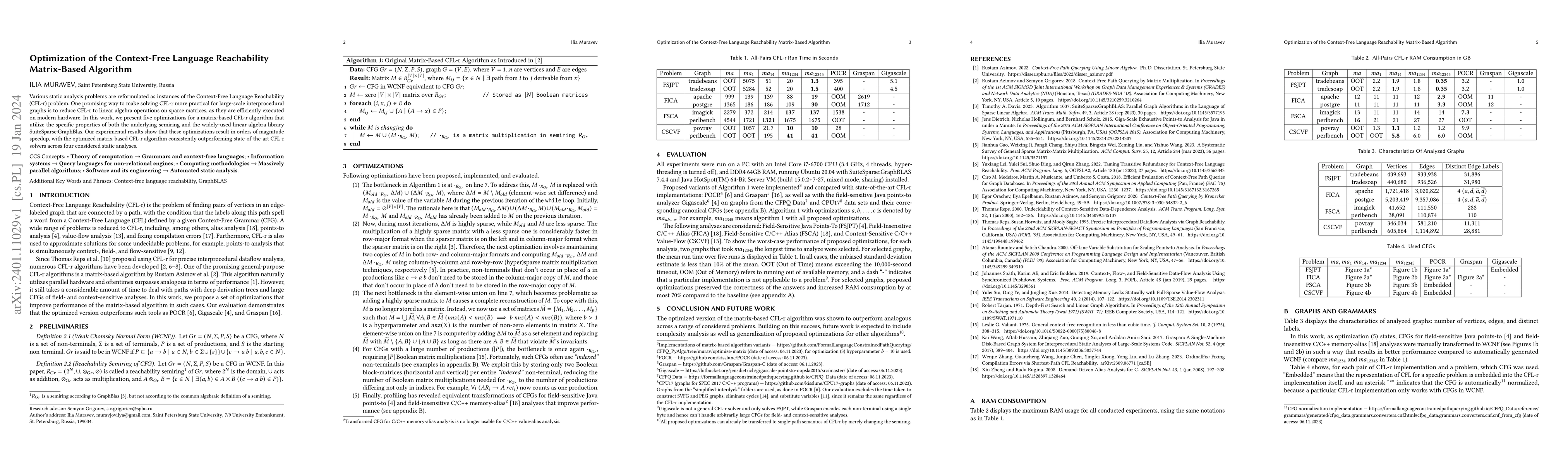 Thumbnail for Optimization of the Context-Free Language Reachability Matrix-Based
  Algorithm