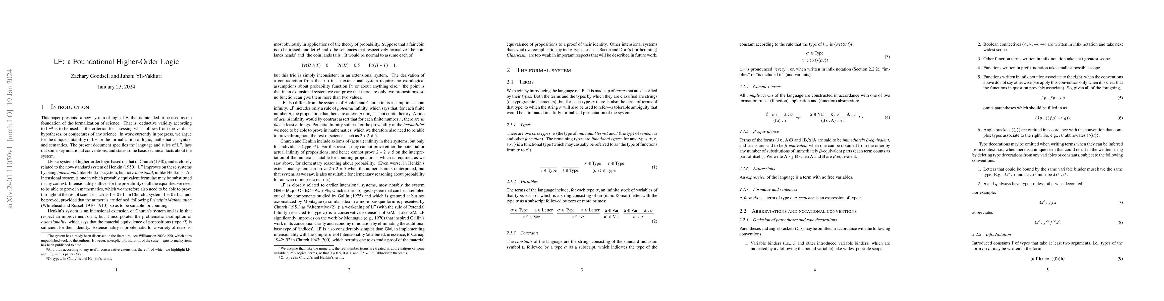 Thumbnail for LF: a Foundational Higher-Order-Logic