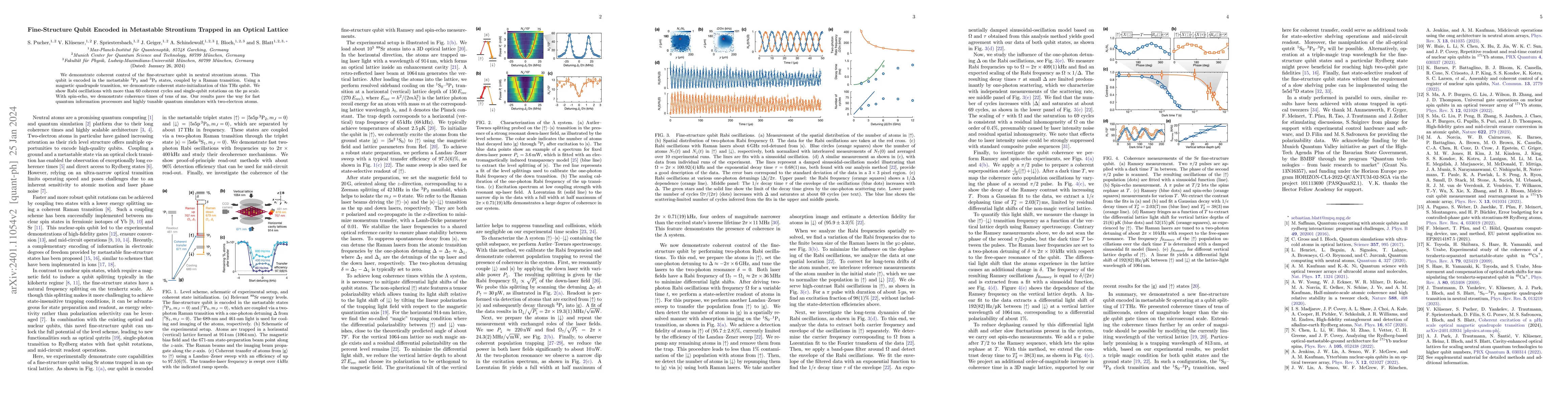 Thumbnail for Fine-Structure Qubit Encoded in Metastable Strontium Trapped in an
  Optical Lattice