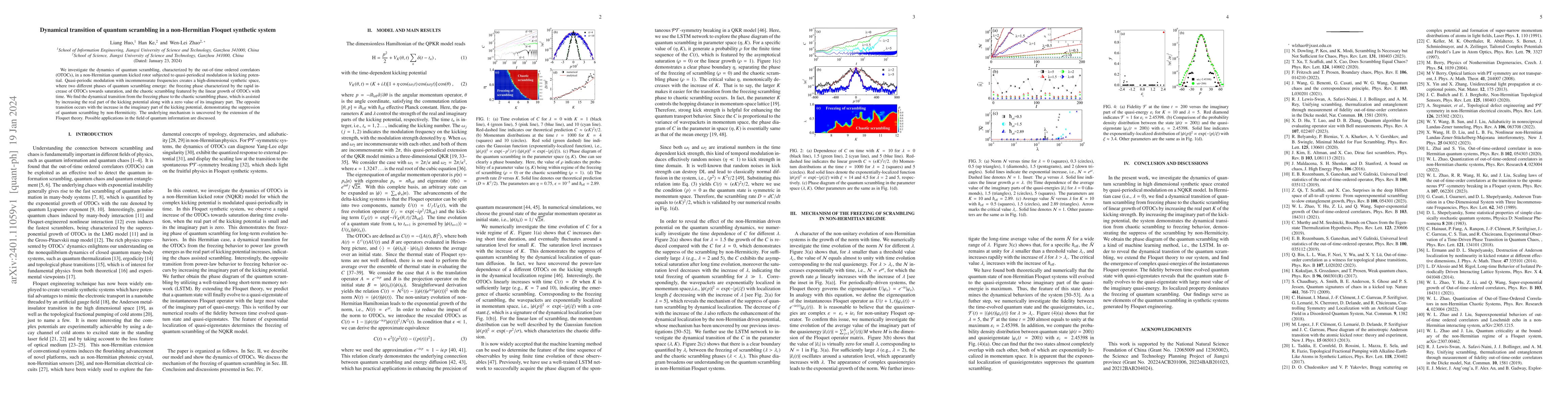 Thumbnail for Dynamical transition of quantum scrambling in a non-Hermitian Floquet
  synthetic system