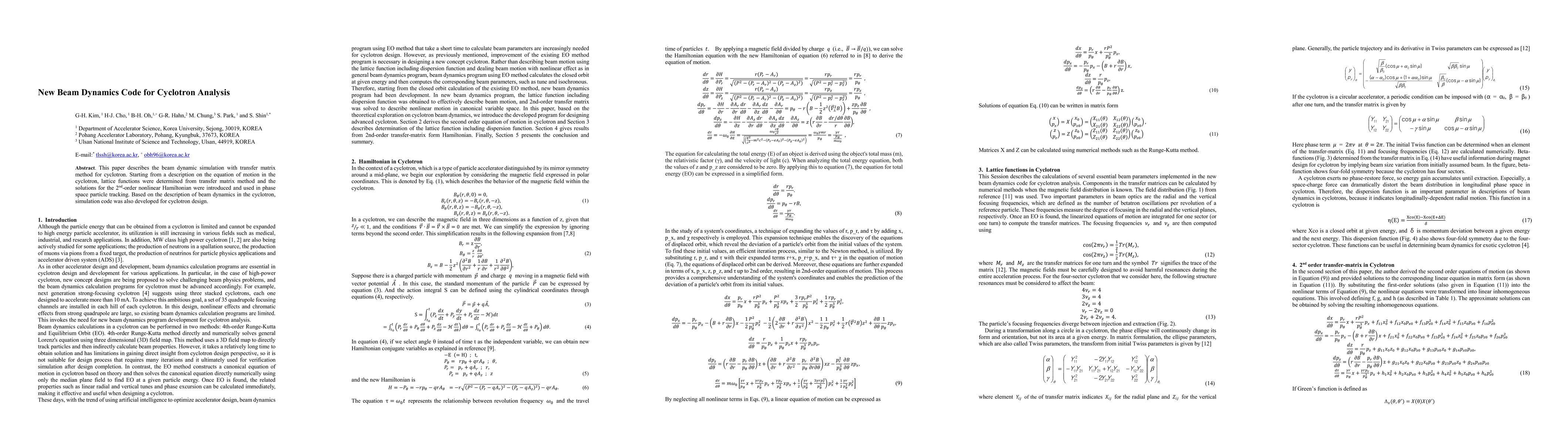 Thumbnail for New Beam Dynamics Code for Cyclotron Analysis