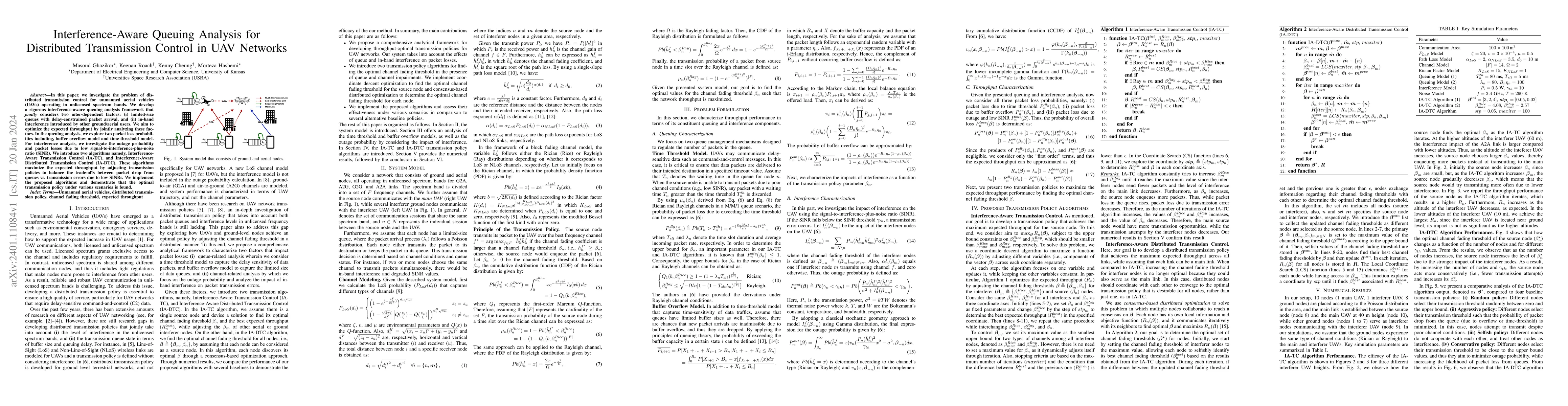 Thumbnail for Interference-Aware Queuing Analysis for Distributed Transmission Control
  in UAV Networks