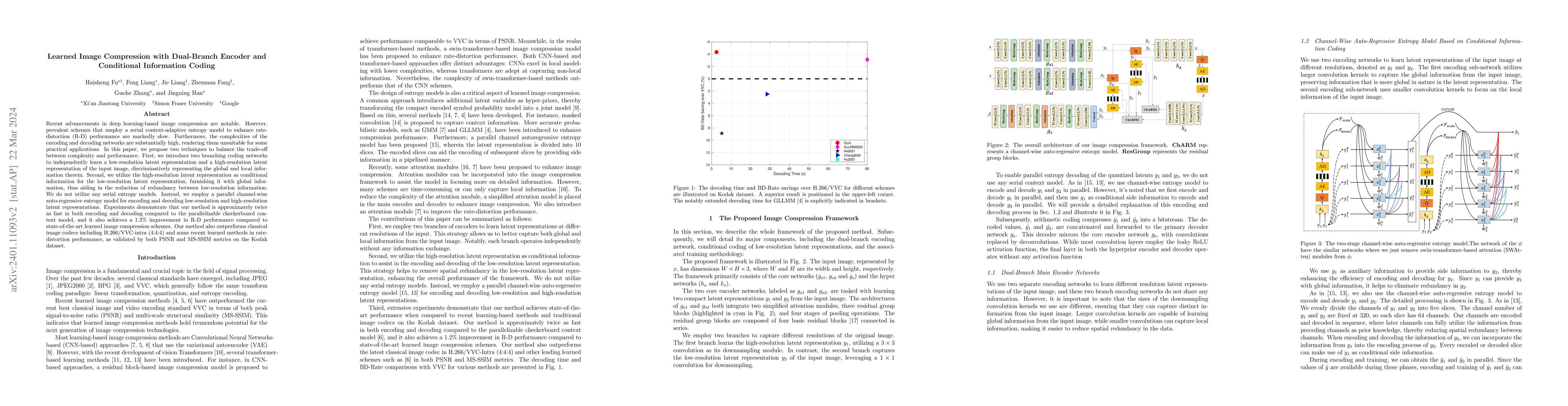 Thumbnail for Learned Image Compression with Dual-Branch Encoder and Conditional
  Information Coding