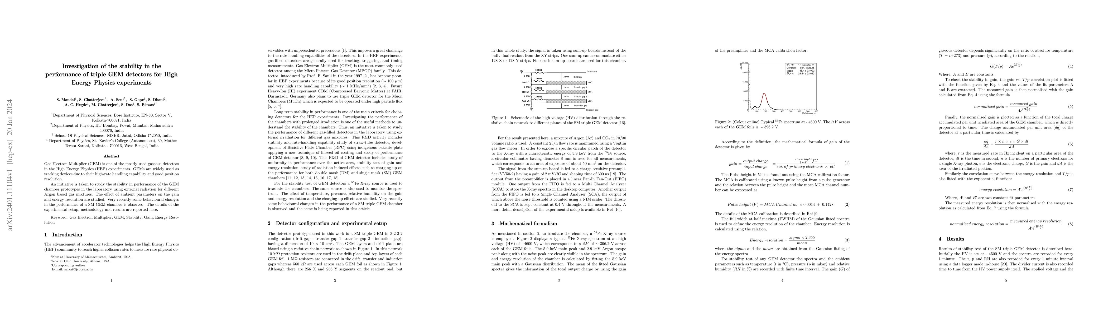 Thumbnail for Investigation of the stability in the performance of triple GEM
  detectors for High Energy Physics experiments