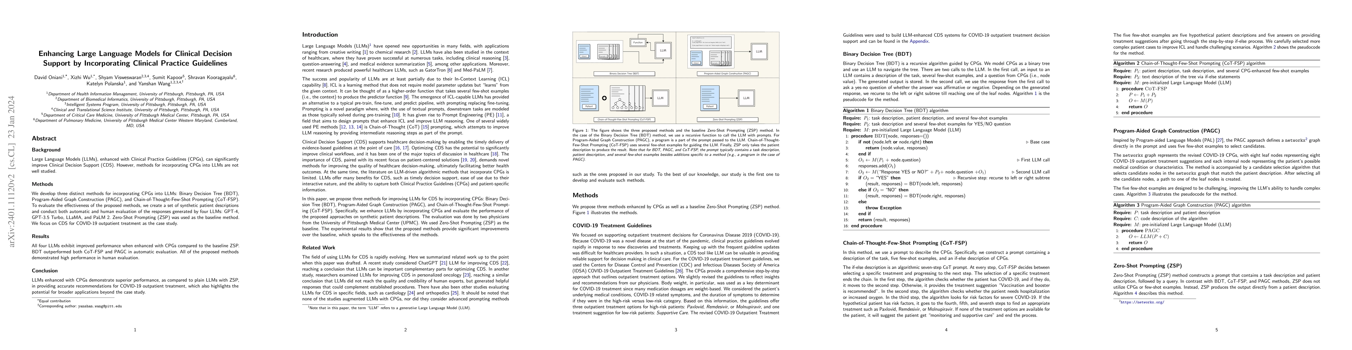 Thumbnail for Enhancing Large Language Models for Clinical Decision Support by
  Incorporating Clinical Practice Guidelines