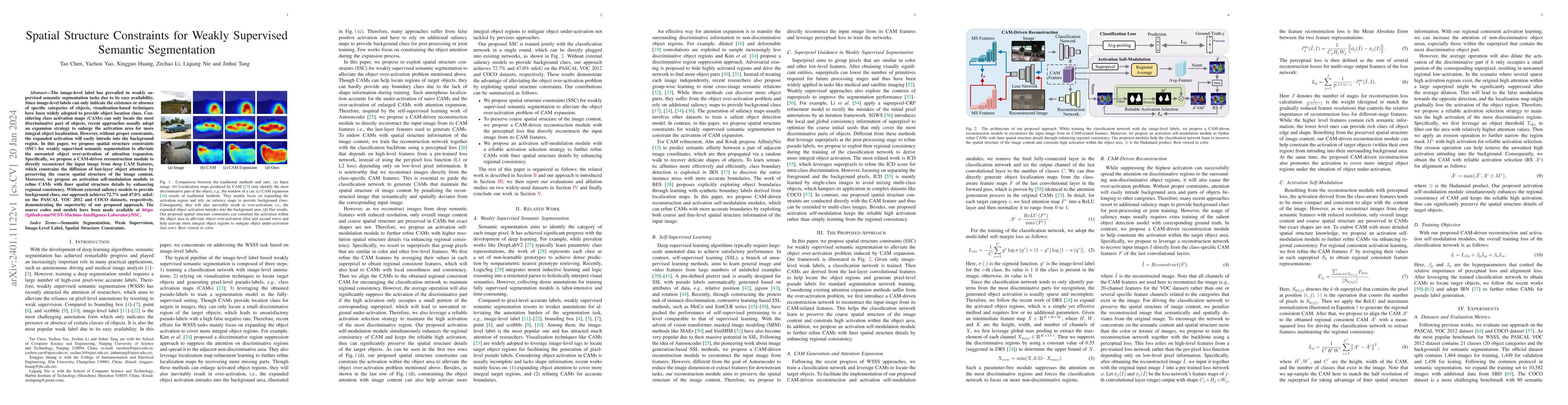 Thumbnail for Spatial Structure Constraints for Weakly Supervised Semantic
  Segmentation