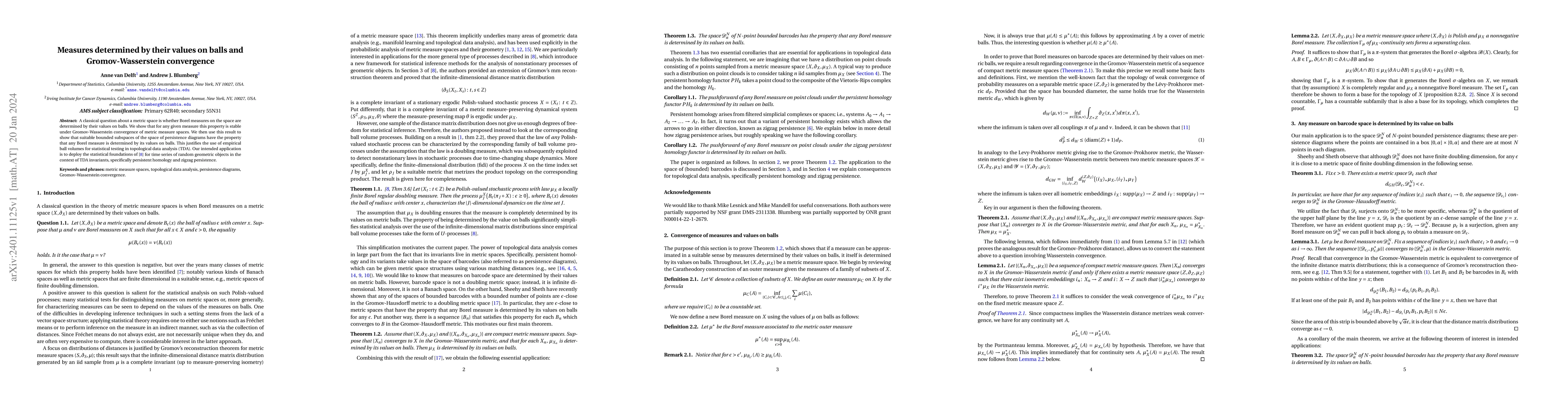 Thumbnail for Measures determined by their values on balls and Gromov-Wasserstein
  convergence