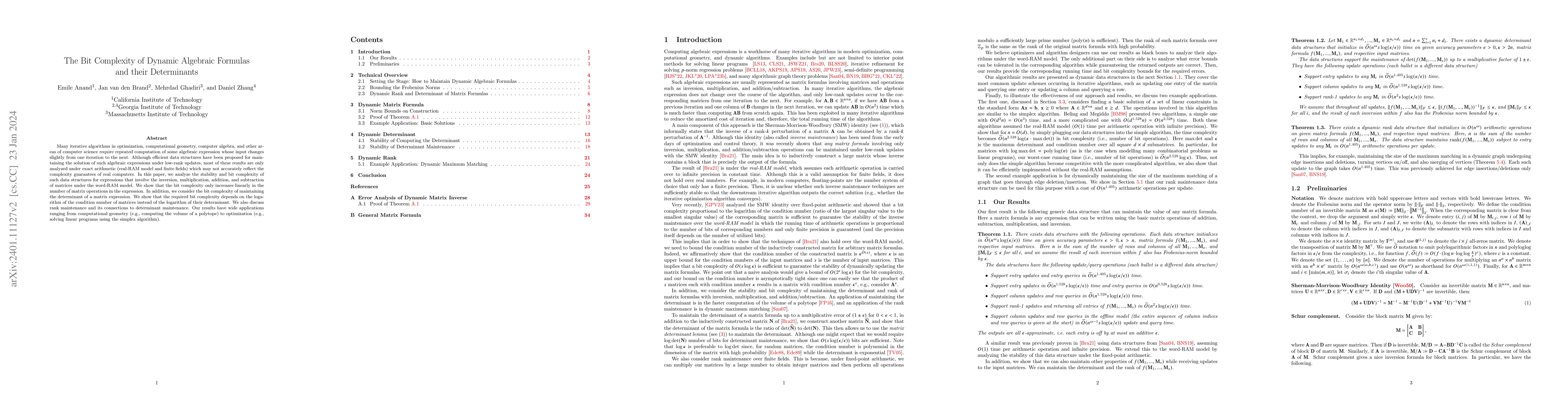 Thumbnail for The Bit Complexity of Dynamic Algebraic Formulas and their Determinants