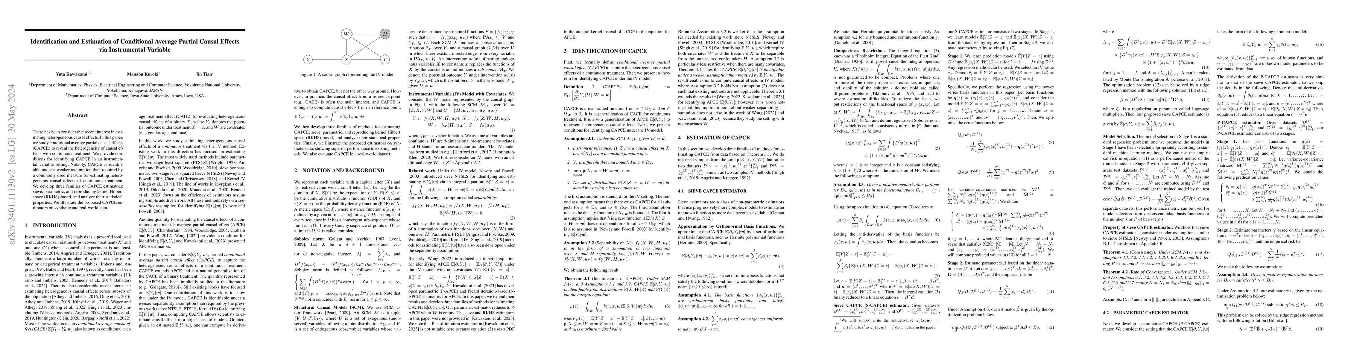 Thumbnail for Identification and Estimation of Conditional Average Partial Causal
  Effects via Instrumental Variable