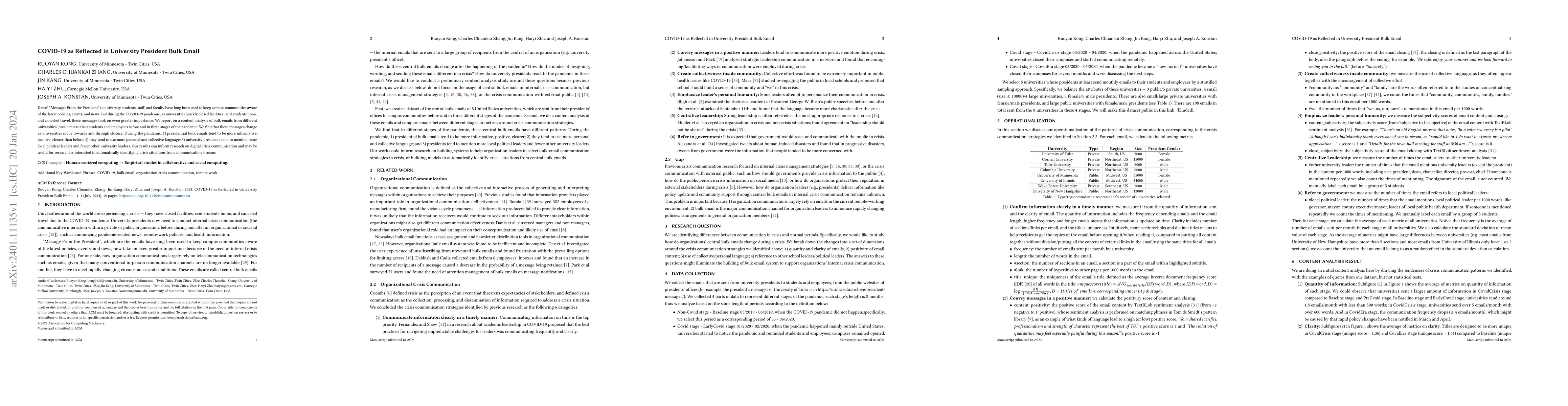 Thumbnail for COVID-19 as Reflected in University President Bulk Email
