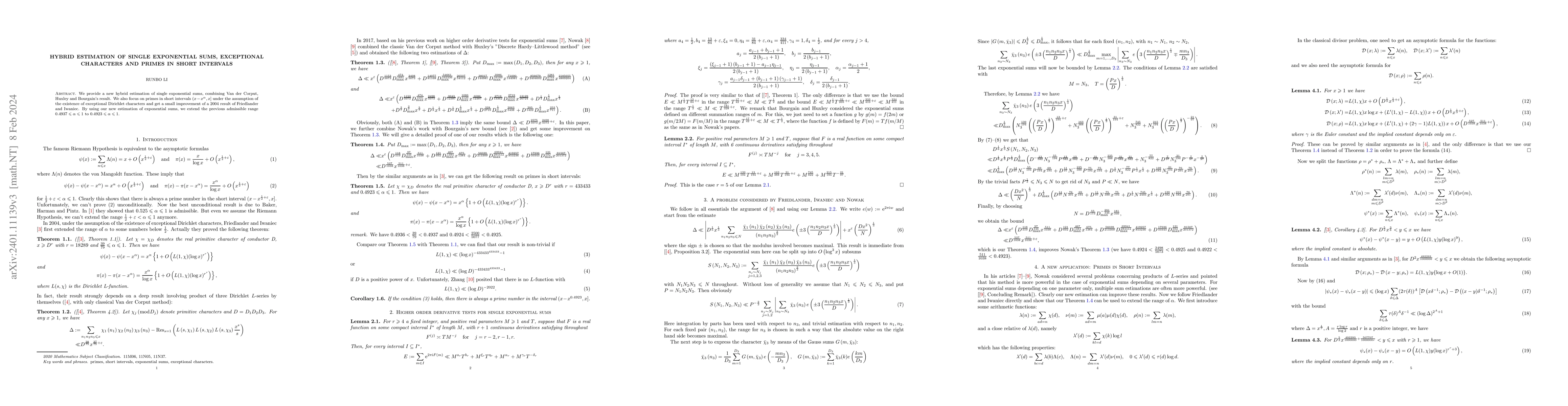 Thumbnail for Hybrid estimation of single exponential sums, exceptional characters and
  primes in short intervals