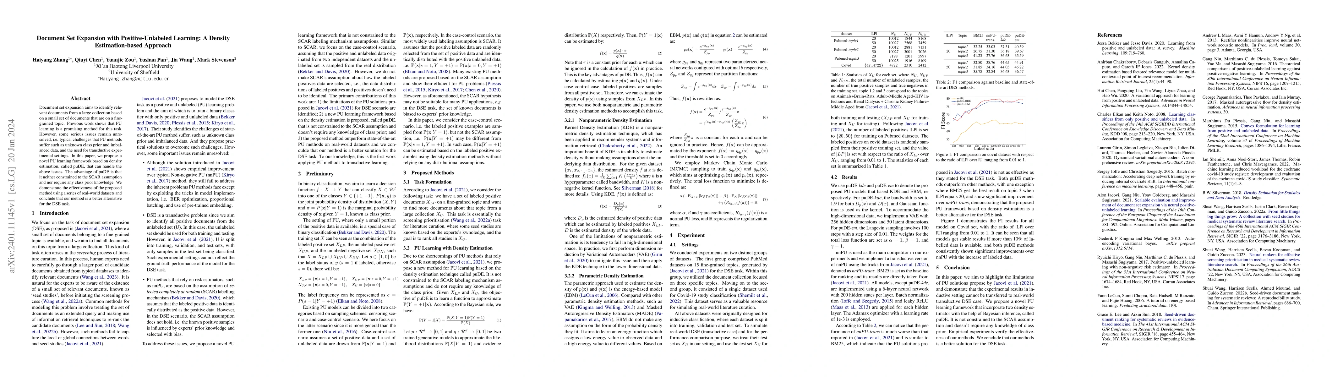 Thumbnail for Document Set Expansion with Positive-Unlabeled Learning: A Density
  Estimation-based Approach