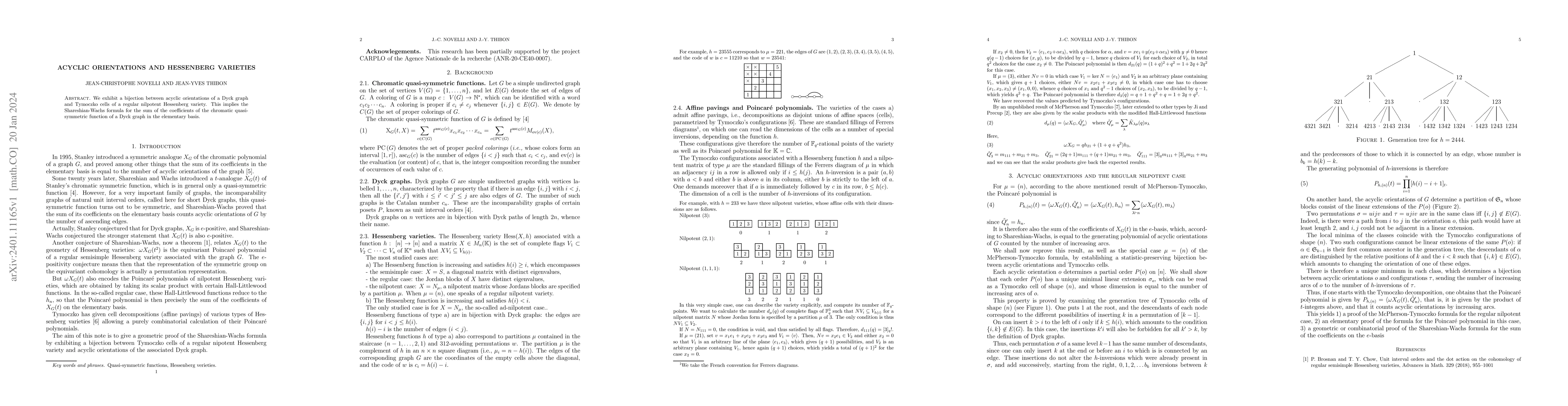 Thumbnail for Acyclic orientations and Hessenberg varieties