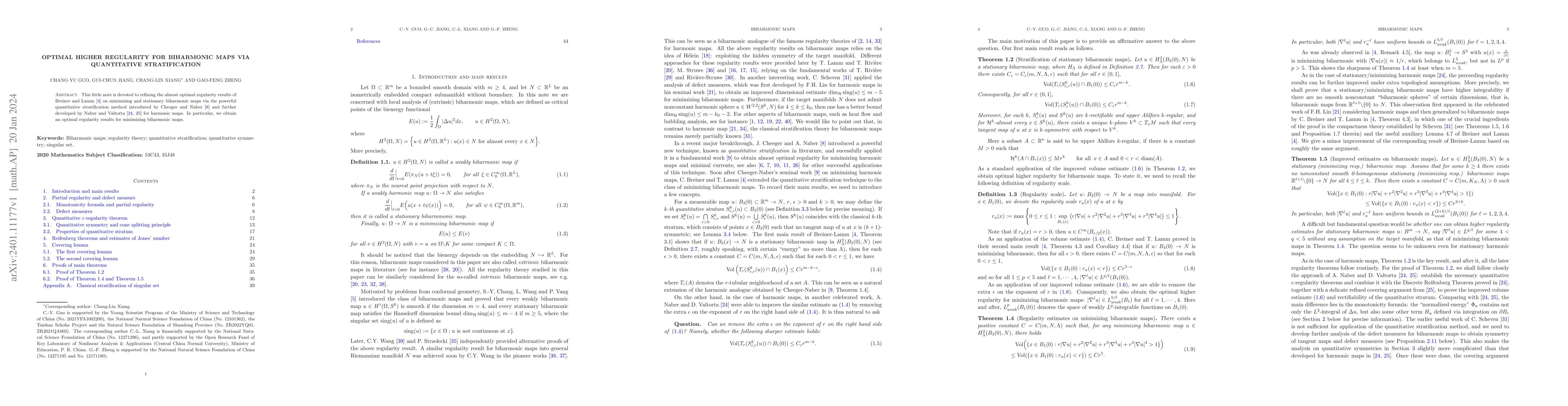 Thumbnail for Optimal higher regularity for biharmonic maps via quantitative
  stratification