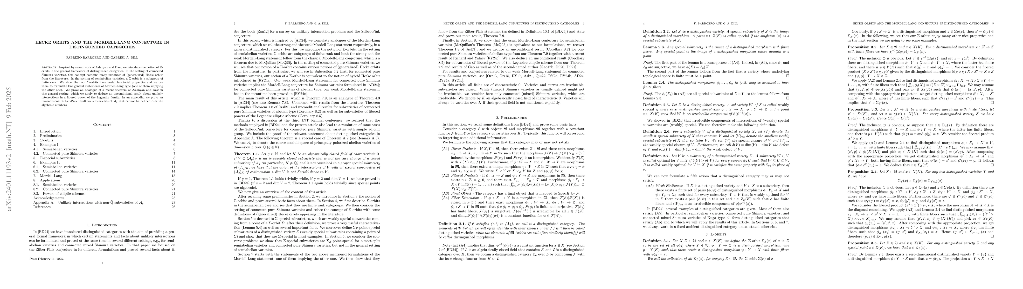 Thumbnail for Hecke orbits and the Mordell-Lang conjecture in distinguished categories